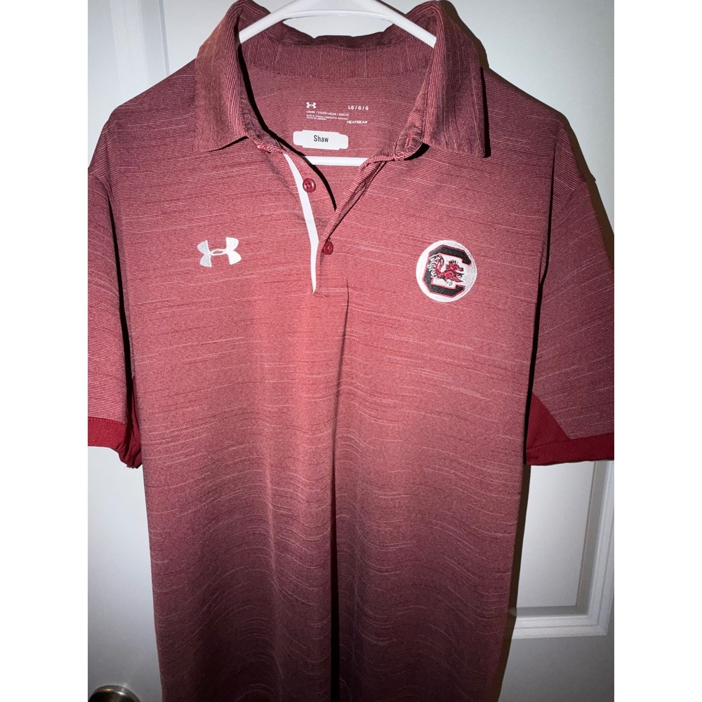 Under Armour South Carolina Gamecocks Polo Shirt Mens Large Garnet‎ Heatgear LG